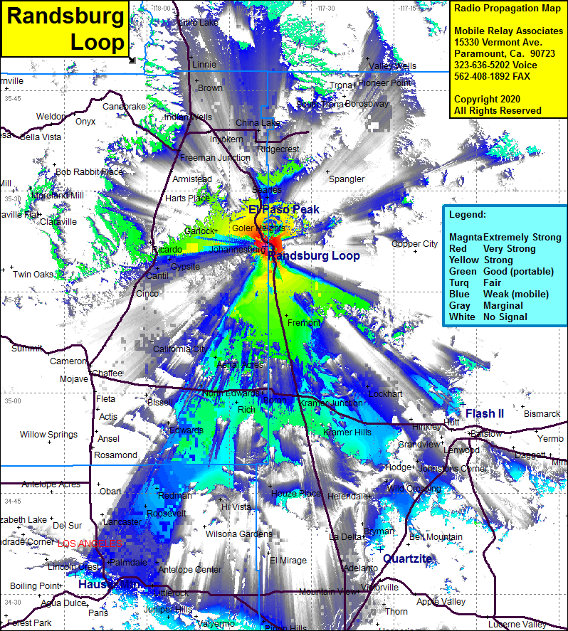 heat map radio coverage Randsburg Loop